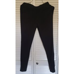 HOSHO Black Slim Fit Polyester Mix Material Pants with Pockets – L